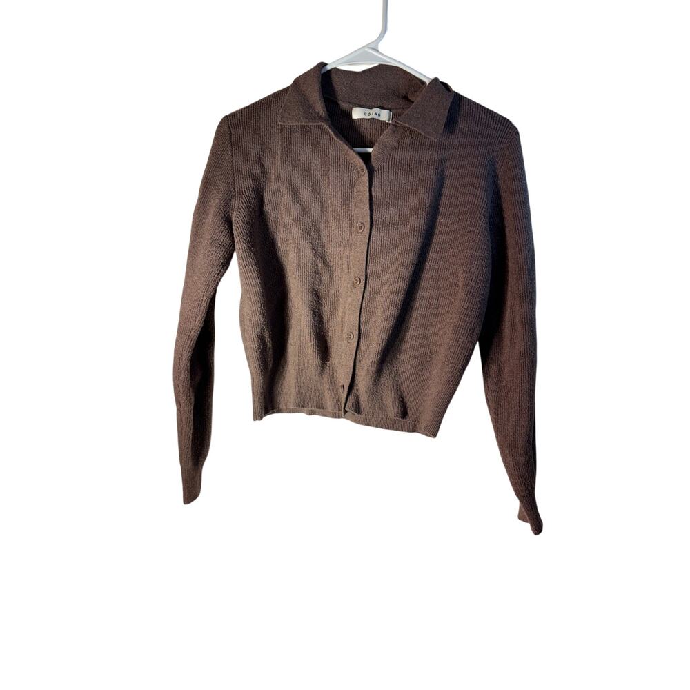 LÓING brown taupe knit cardigan size S